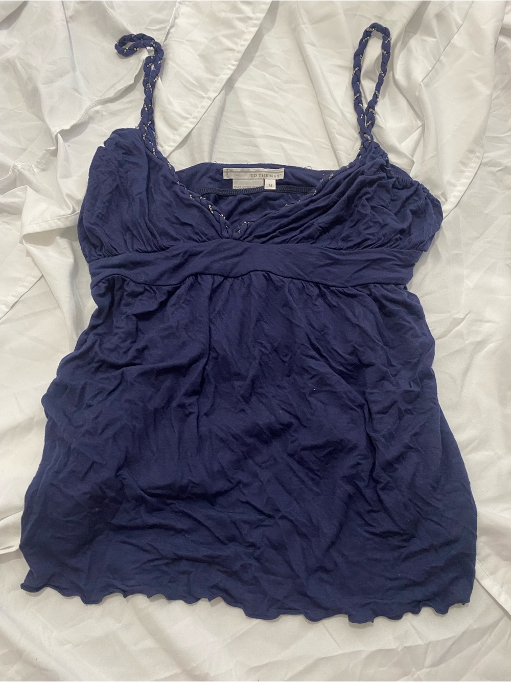 To the Max Navy Braided Strap Camisole